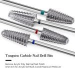 5 in 1 Carbide Tungsten Nail Bit Dual Rotation Volcano/Tornado Milling Cutters Fast Remove Acrylic Hard Gel ManucureTools