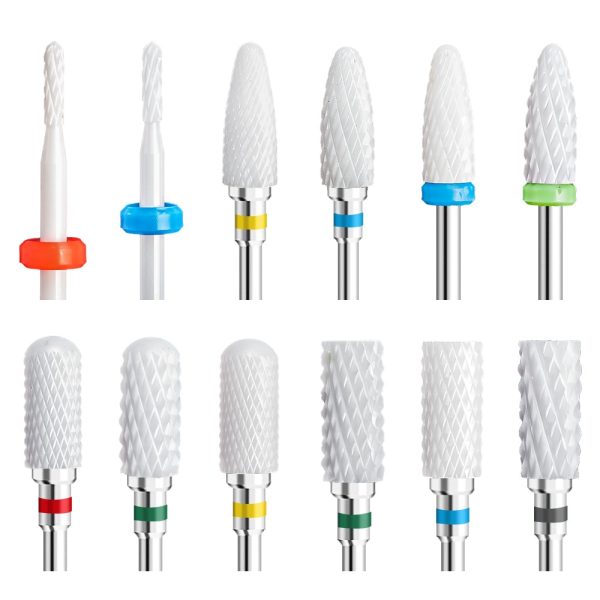 Dmoley Ceramic Nail Drill Bit Electric Manicure Drills For Machine Milling Cutter Nail Files Buffer Nail Art Equipment Accessory