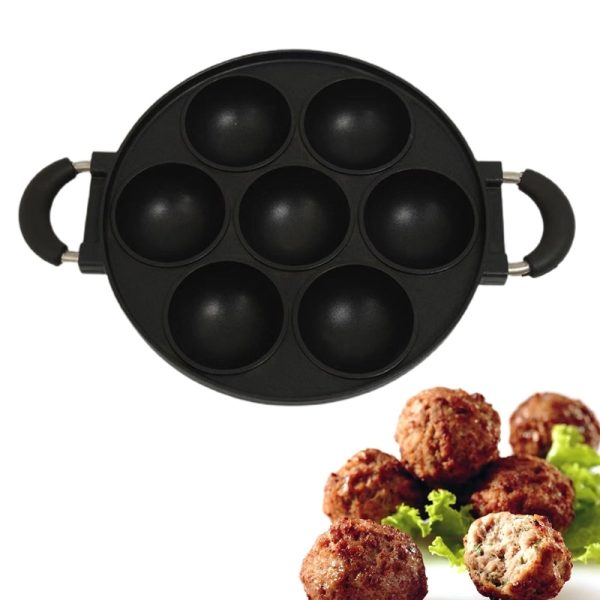 7-Hole Cake Cooking Pan Cast Iron Omelette Pan