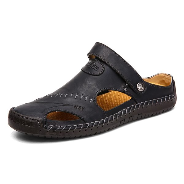 Summer Sandals Men Leather Classic Roman Sandals - Image 3