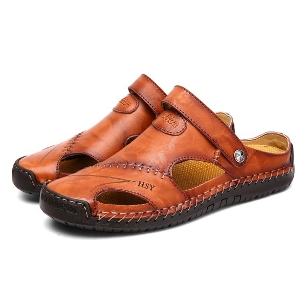 Summer Sandals Men Leather Classic Roman Sandals - Image 4