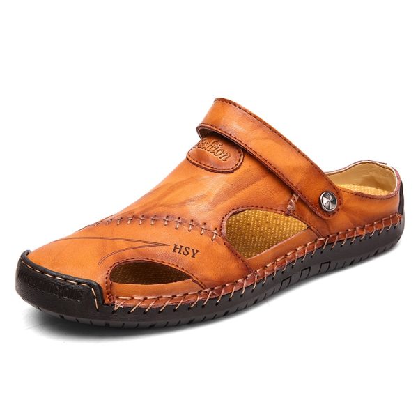 Summer Sandals Men Leather Classic Roman Sandals - Image 2