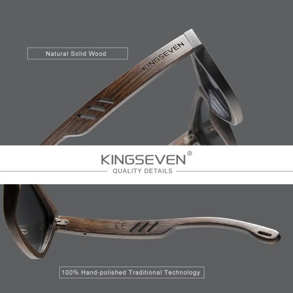 KINGSEVEN New Brand Design Handmade Natural Wooden Bamboo Sunglasses - Image 4