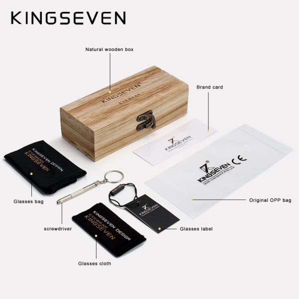 KINGSEVEN New Brand Design Handmade Natural Wooden Bamboo Sunglasses - Image 5