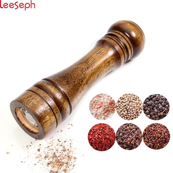 Salt and Pepper Mills, Solid Wood Pepper Mill with Strong Adjustable Ceramic Grinder 5" 8" 10" - Kitchen Tools by Leeseph