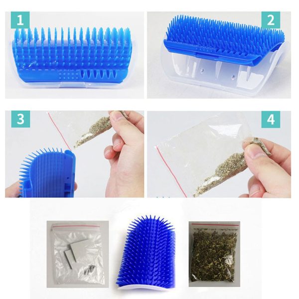 Cat Self Groomer With Catnip Soft Cats Wall Corner Massage Cat Comb Brush Rubs The Face With A Tickling Comb Pet Grooming Supply - Image 3