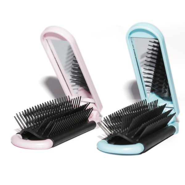 Custom Logo Printing Folding Brush and Mirror, Beaty Brush with Mirror, Support Custom Logo