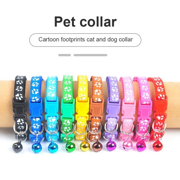 Cute Bell Pet Collar 10 Colors Teddy Bomei Dog Cartoon Footprint Cat Collar Cat Supplies Pets Collars Leads Product Dropshipping - Image 2