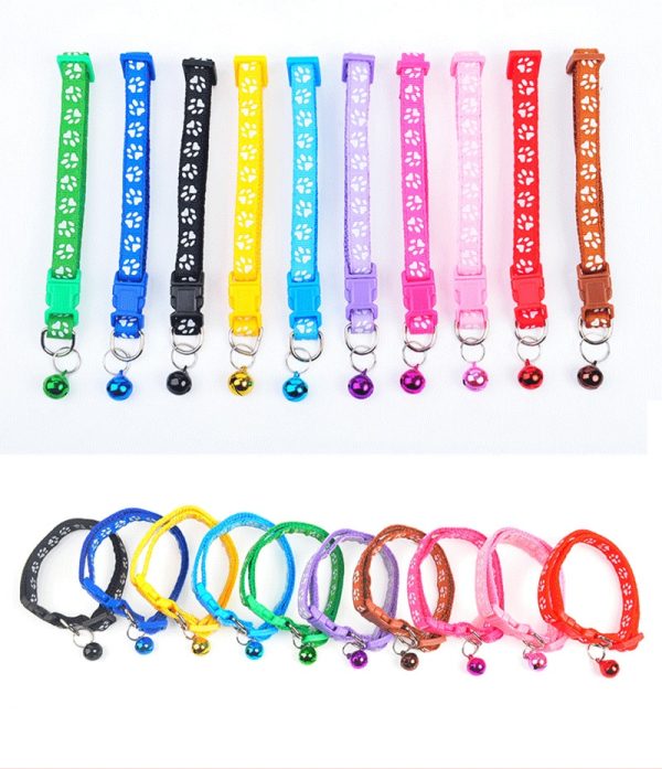 Cute Bell Pet Collar 10 Colors Teddy Bomei Dog Cartoon Footprint Cat Collar Cat Supplies Pets Collars Leads Product Dropshipping - Image 3