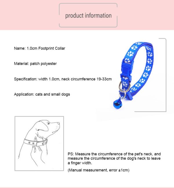 Cute Bell Pet Collar 10 Colors Teddy Bomei Dog Cartoon Footprint Cat Collar Cat Supplies Pets Collars Leads Product Dropshipping - Image 4