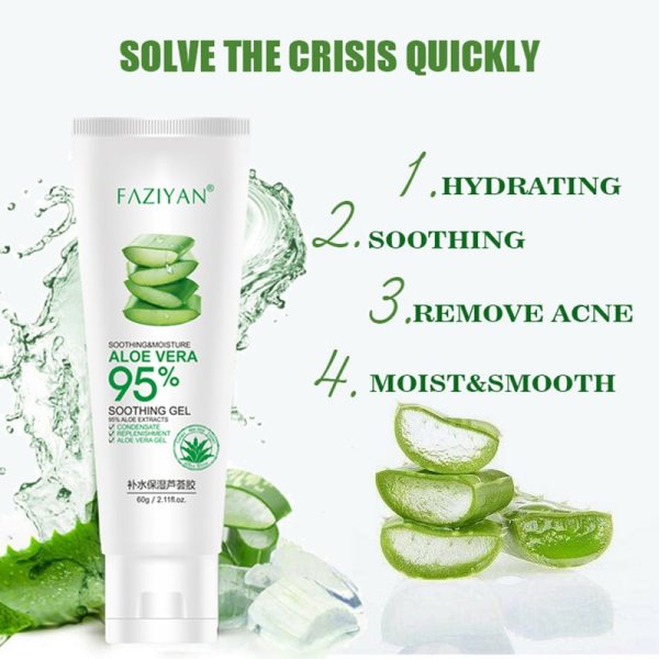 Deep hydration Face Cream Acne Treatment Fade Scars Skincare Aloe Vera Gel Repair After Sunburn Sooth Skin Face Moisturizer 60g - Image 2