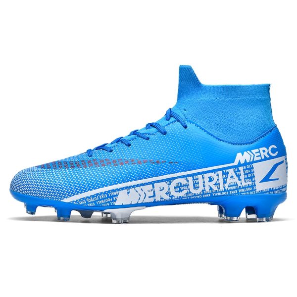 New Sports Soccer Shoes for Men TF/FG High Ankle Football Boots Light and Soft Bottom Adults Outdoor Cleats Size 36-45